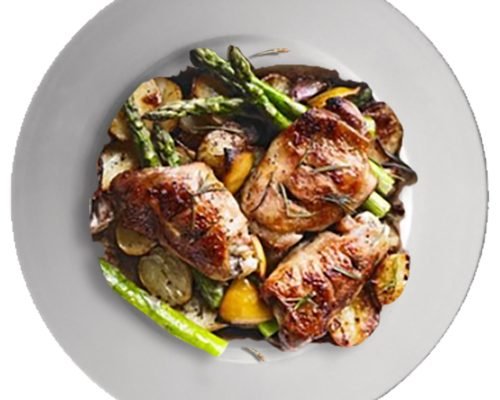 Slow cooked chicken thighs