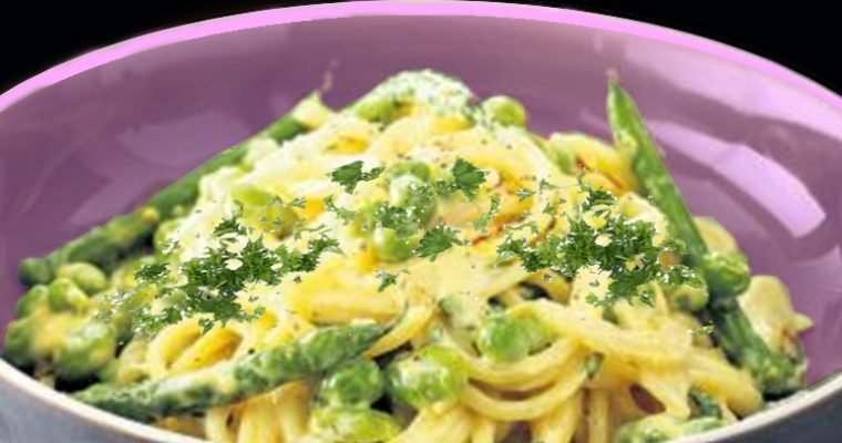 Vegetarian Spaghetti Primavera in Springtime