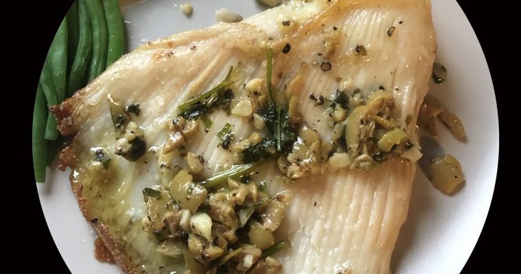 Skate wing with olives