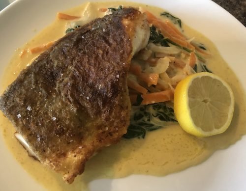 Cod fillet in a Thai coconut sauce 
