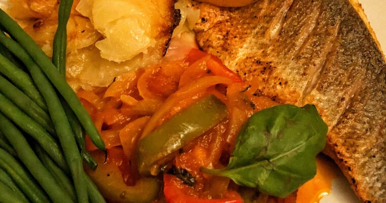 Sea bass with peperonata