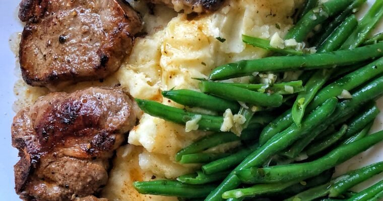Grilled lamb chops with olive oil mash