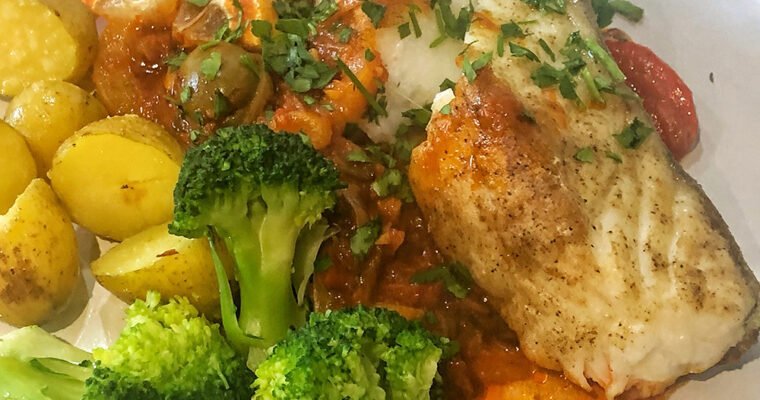 Baked Cod loin Mediterranean style