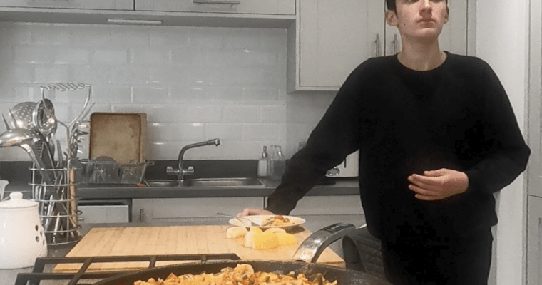Cooking Paella with 14-year-old for Duke of Edinburgh Award.