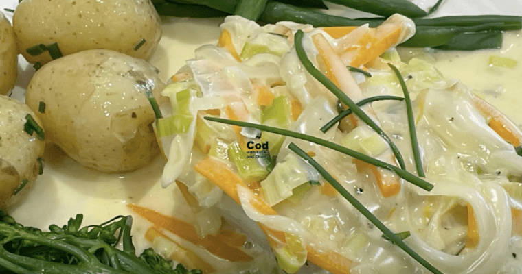 Easy Cod with leeks and chives